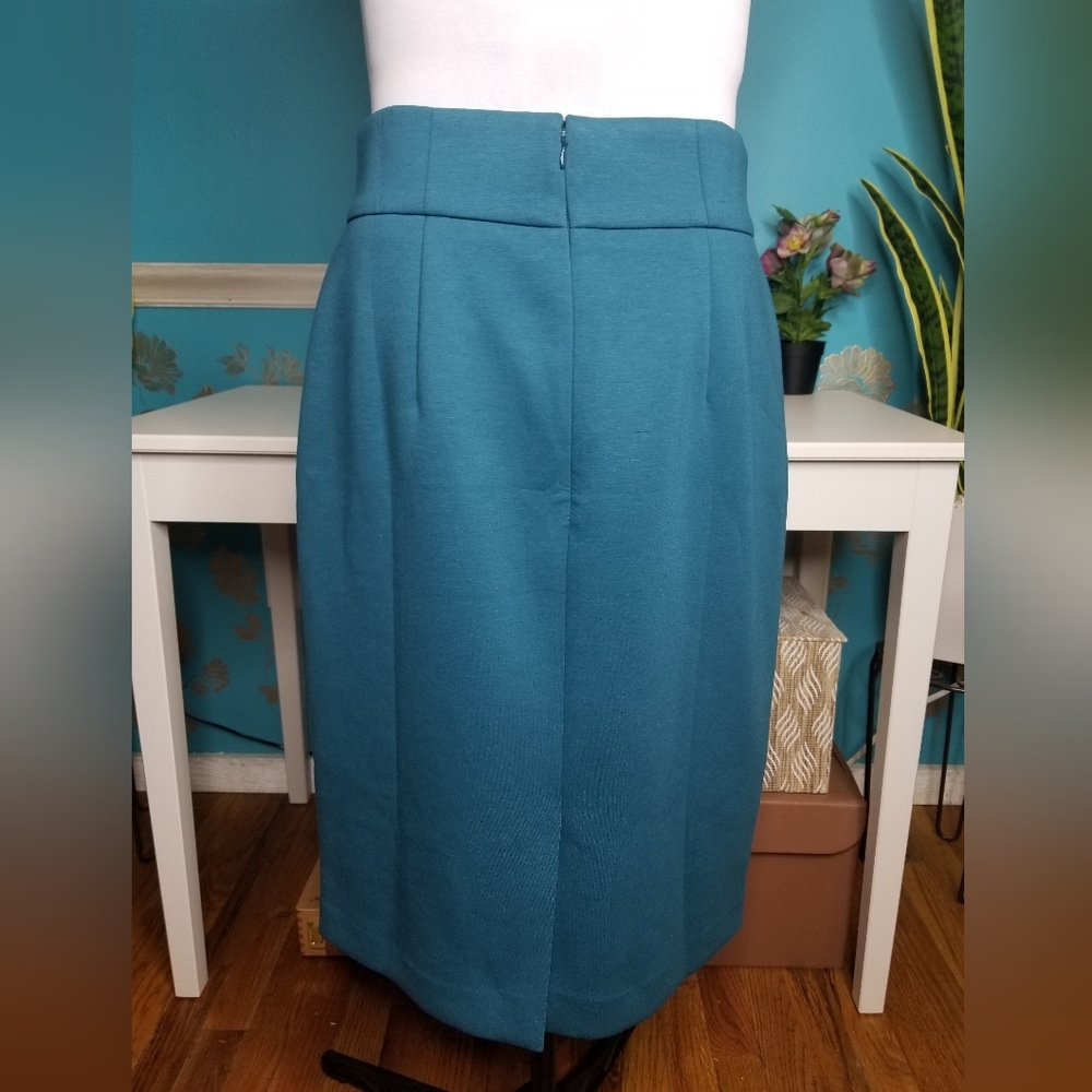 Ann Taylor The High Waisted Seamed Pencil Skirt Double Knit Dragonfly - Picture 4 of 13
